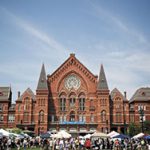 Cincinnati Flea market with historic building in background