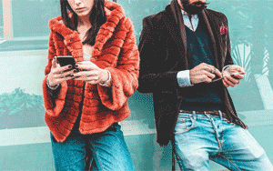 woman and man in vintage jackets